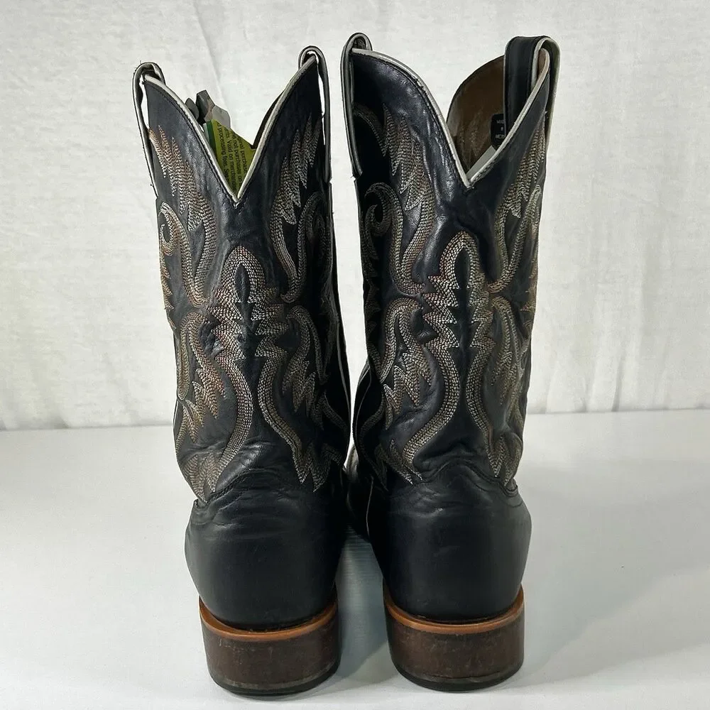 Nocona Cowboy Boots Black Leather Square Toe Nl4035 Mens 9
